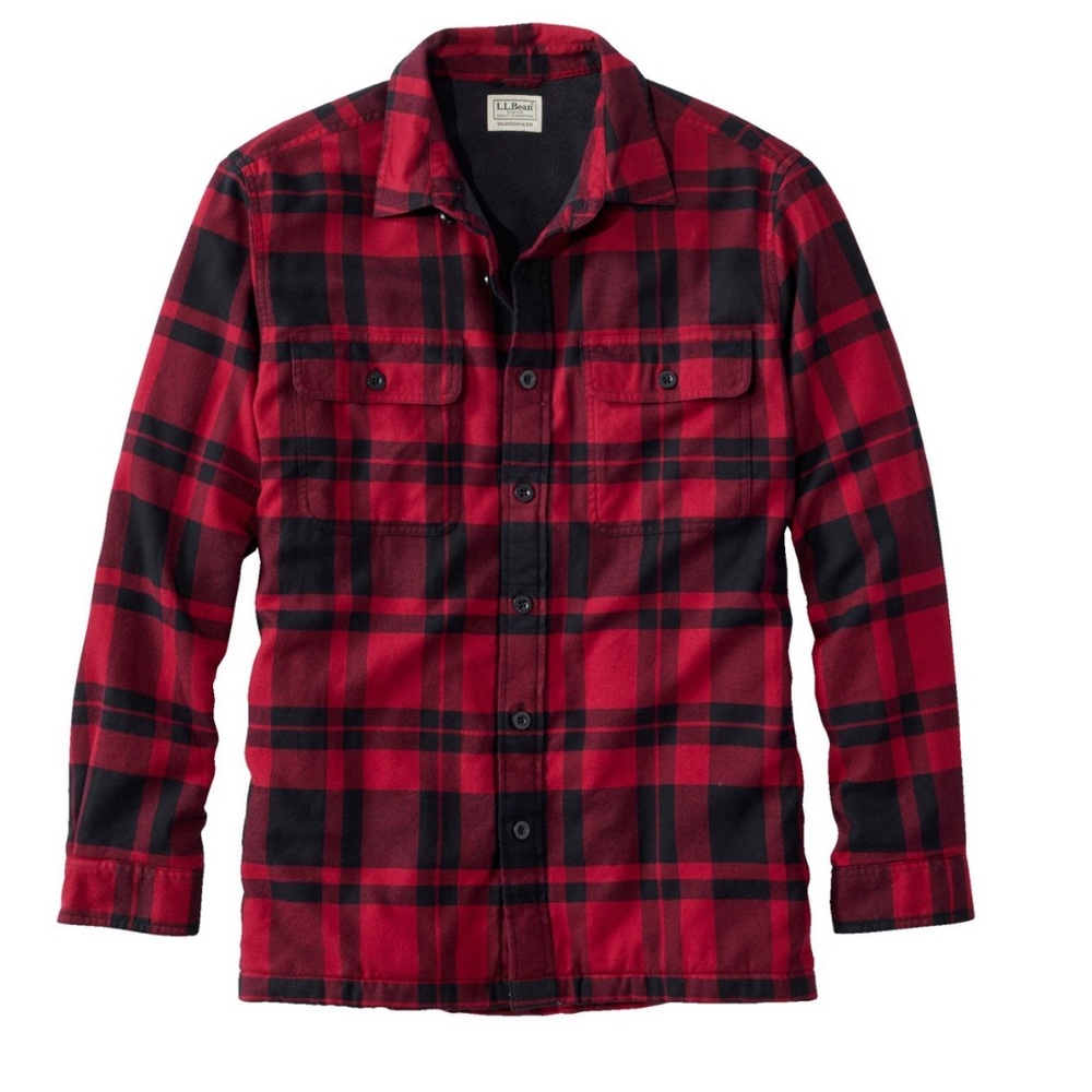 NWOT LL Bean Men's Fleece-Lined Flannel Shirt, Traditional Fit